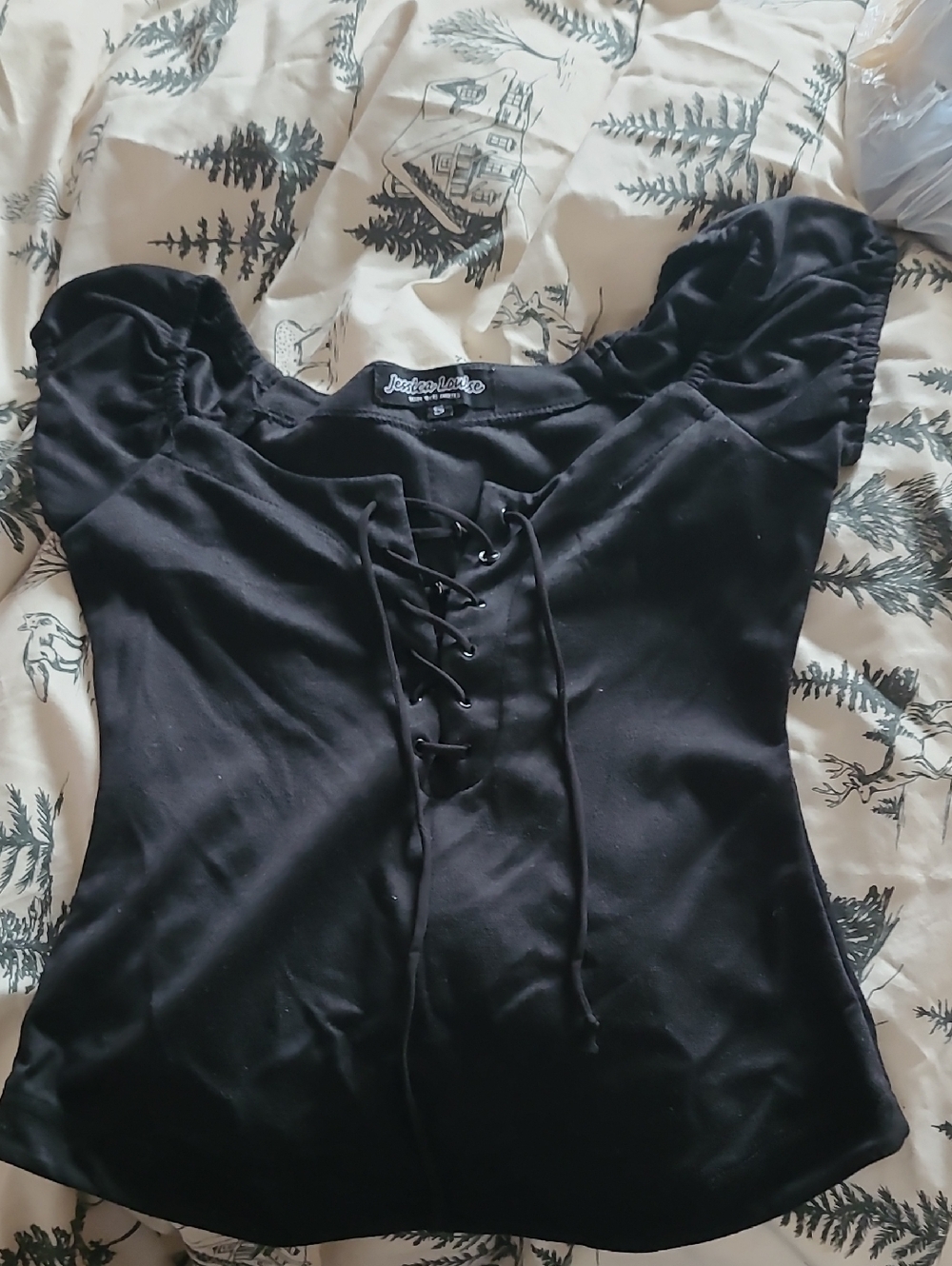 Lace-Up Black Women's Top by Junk Food Clothing